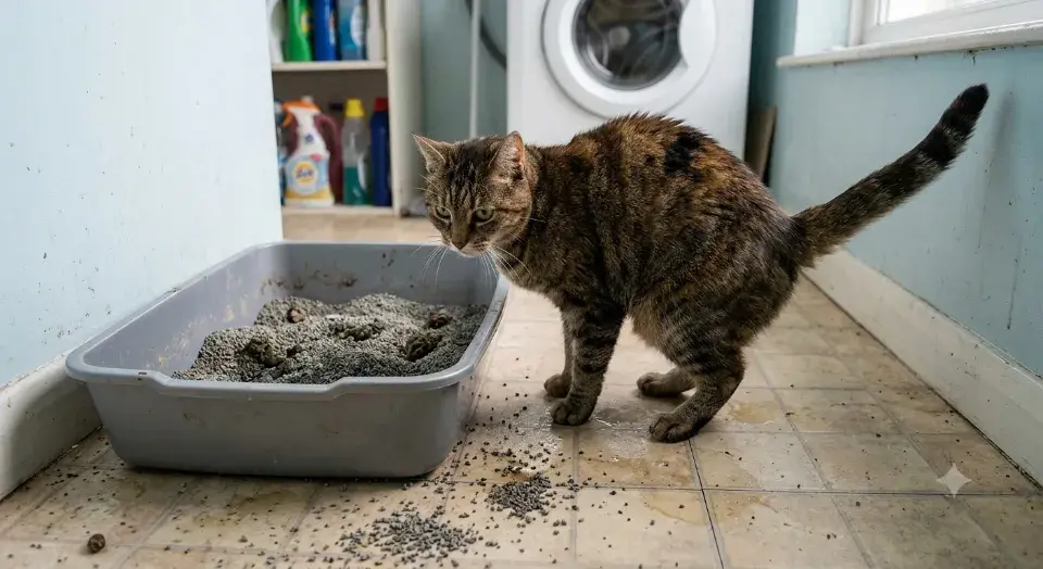 Chat litiere sale