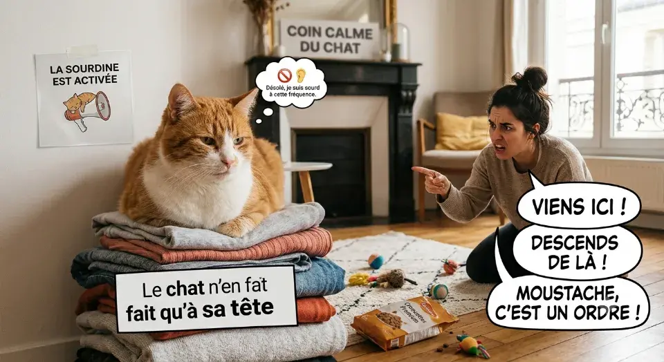 Chat qui ignore sa maitresse