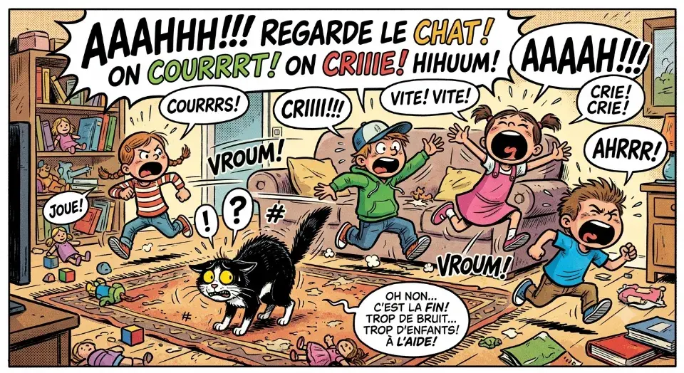 Chat stresse cris enfants