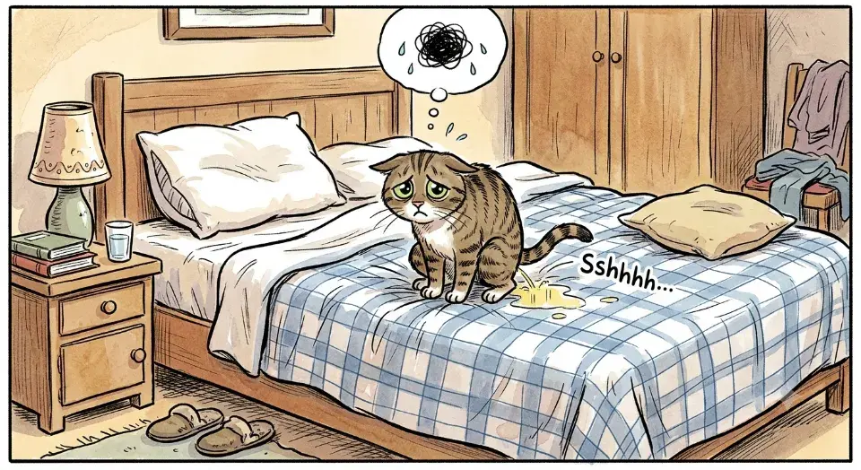 Chat propre qui urine sur le lit : causes et solutions