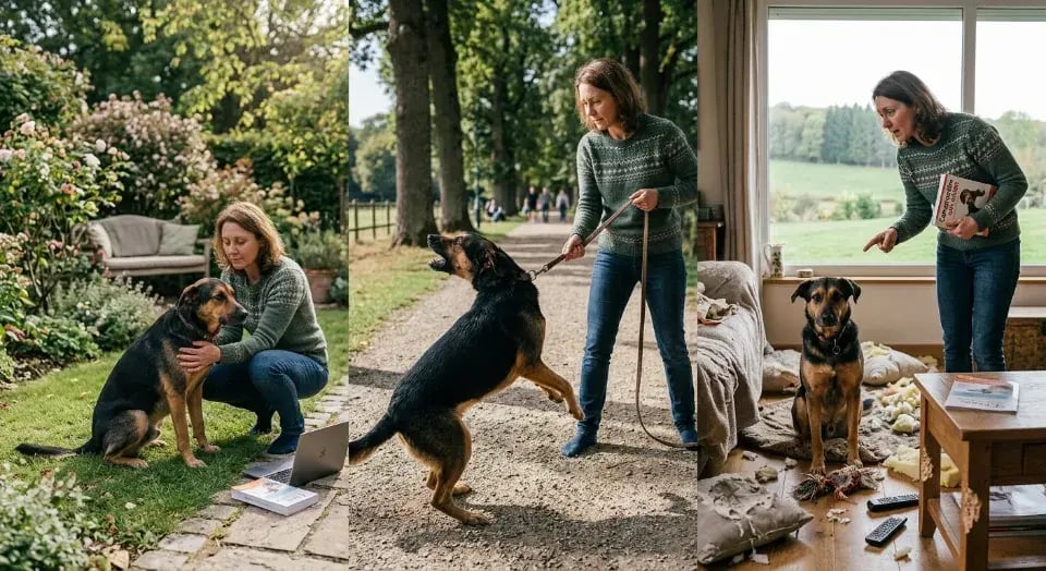 Femme chien peureux agressif destructeur