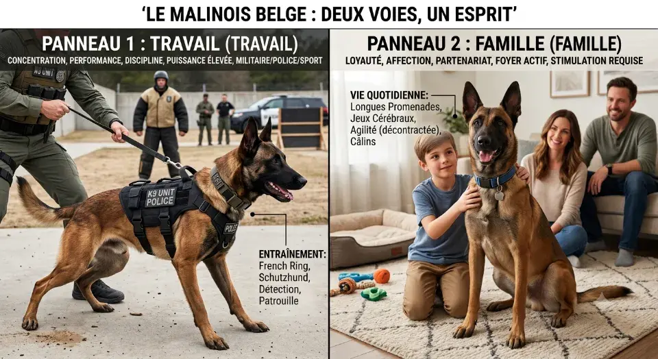 Malinois belge travail famille