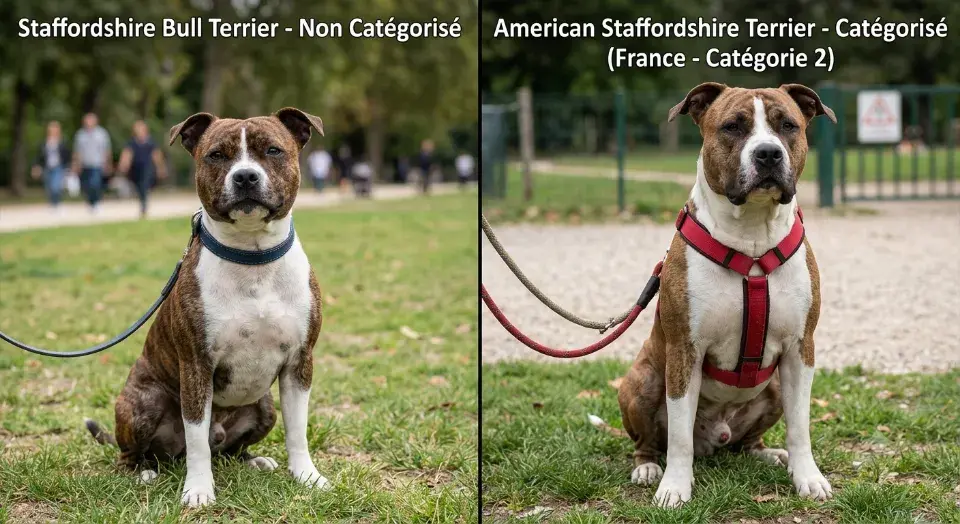 Staffordshire bull terrier vs american staffordshire terrier