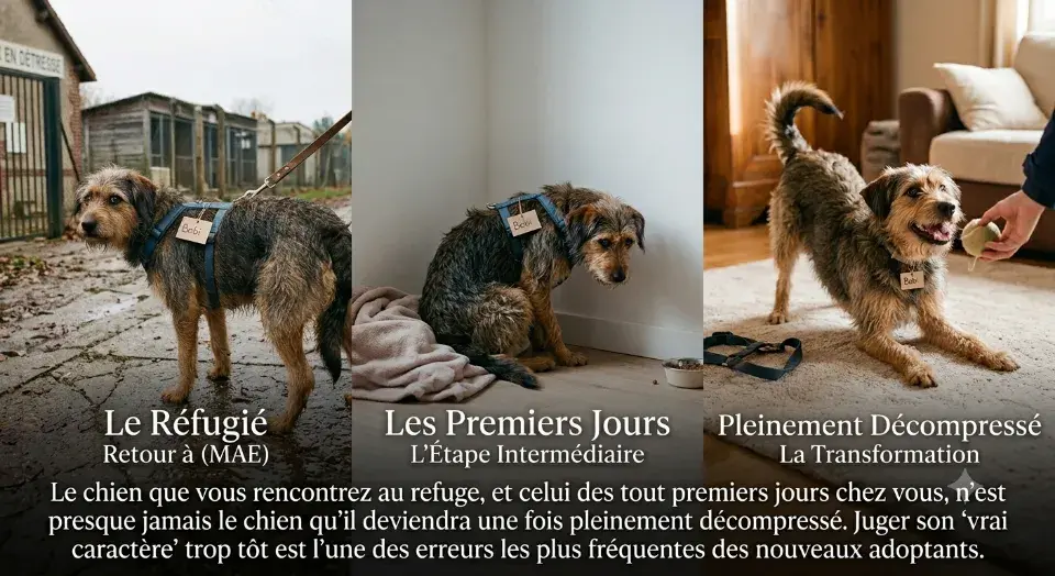 Transformation chien refuge adopte